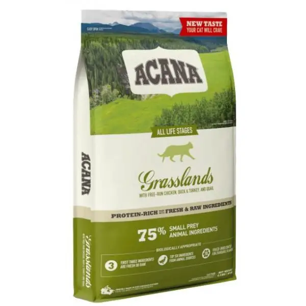 Acana Grasslands Cat 4,5 кг - корм для кішок з з качкою, індичкою та білою рибою1