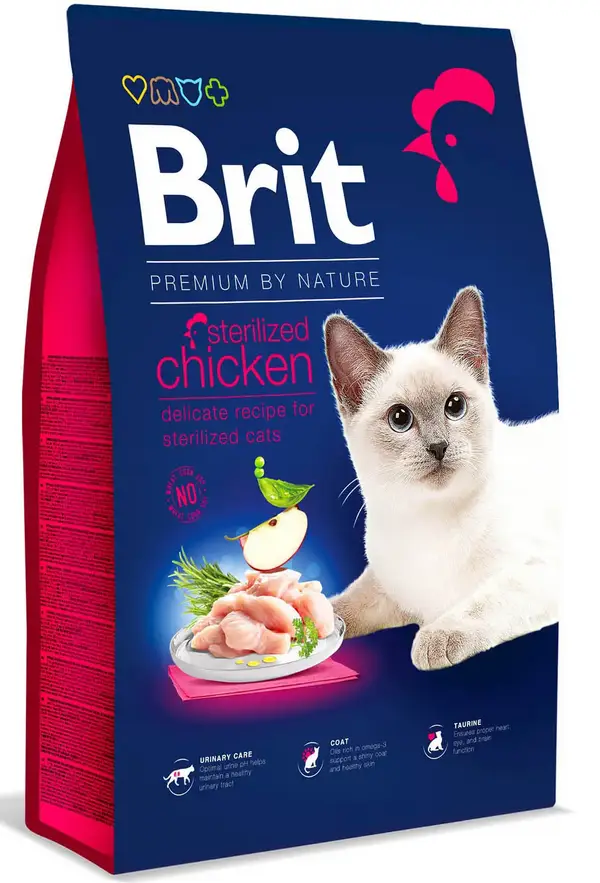 Brit Premium by Nature Cat Sterilised корм для стерилізованих кошек 8 кг (курица)1