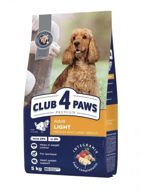 Клуб 4 Лапи Light корм для стерилізованих собак середніх та великих порід з індичкою 5 кг1