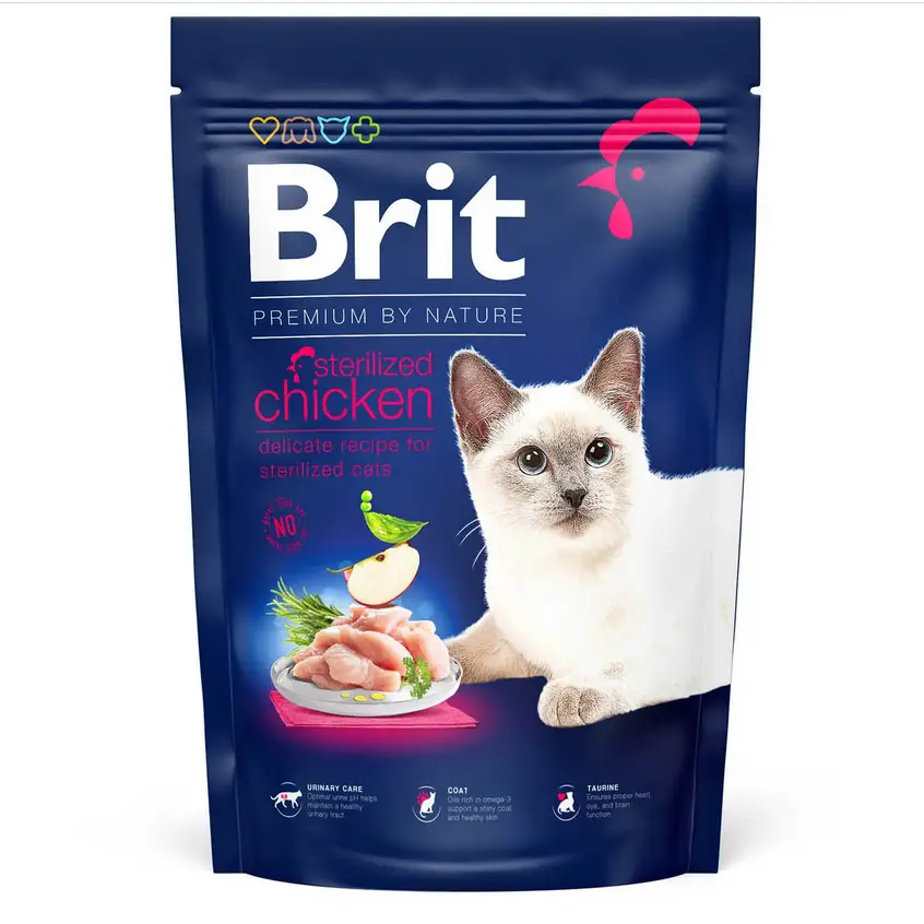 Brit Premium by Nature Cat Sterilised корм для стерилізованих котів 1,5 кг (курка)1