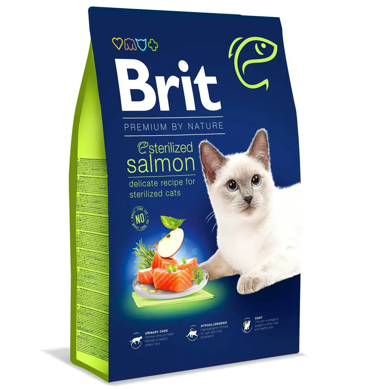 Brit Premium by Nature Cat Sterilized Salmon 8 кг корм для стерилізованих кішок (лосось)1