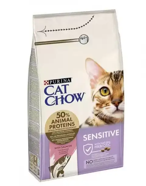 Cat Chow Sensitive корм для котів з чутливим травленням 1,5 кг (лосось)1
