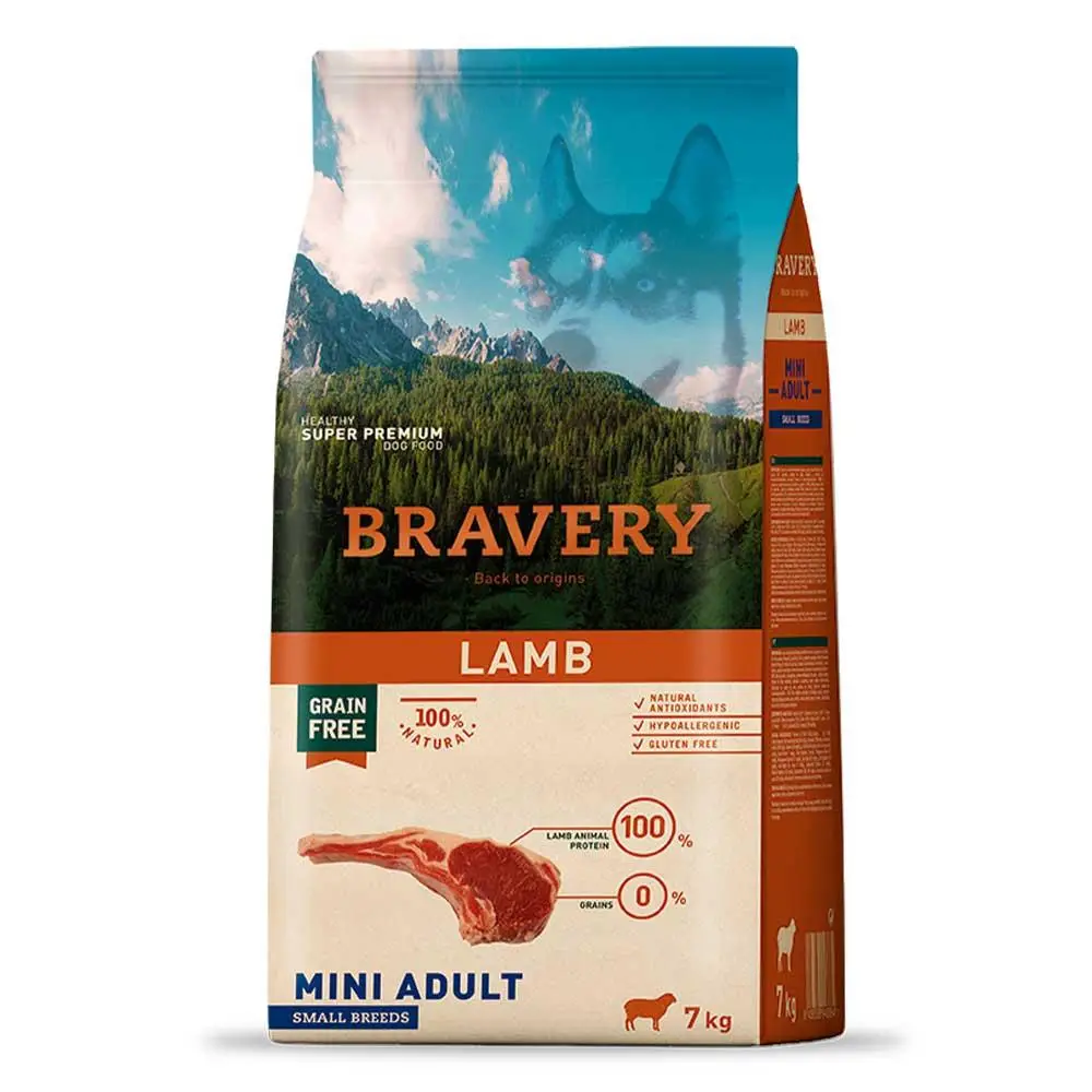 Bravery Mini Adult беззерновий корм для собак дрібних порід з ягням 2 кг1