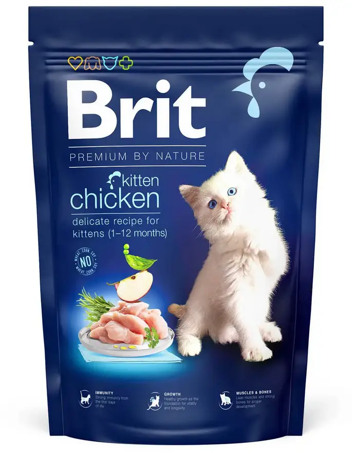 Brit Premium by Nature Kitten 1,5кг корм для кошенят з куркою1