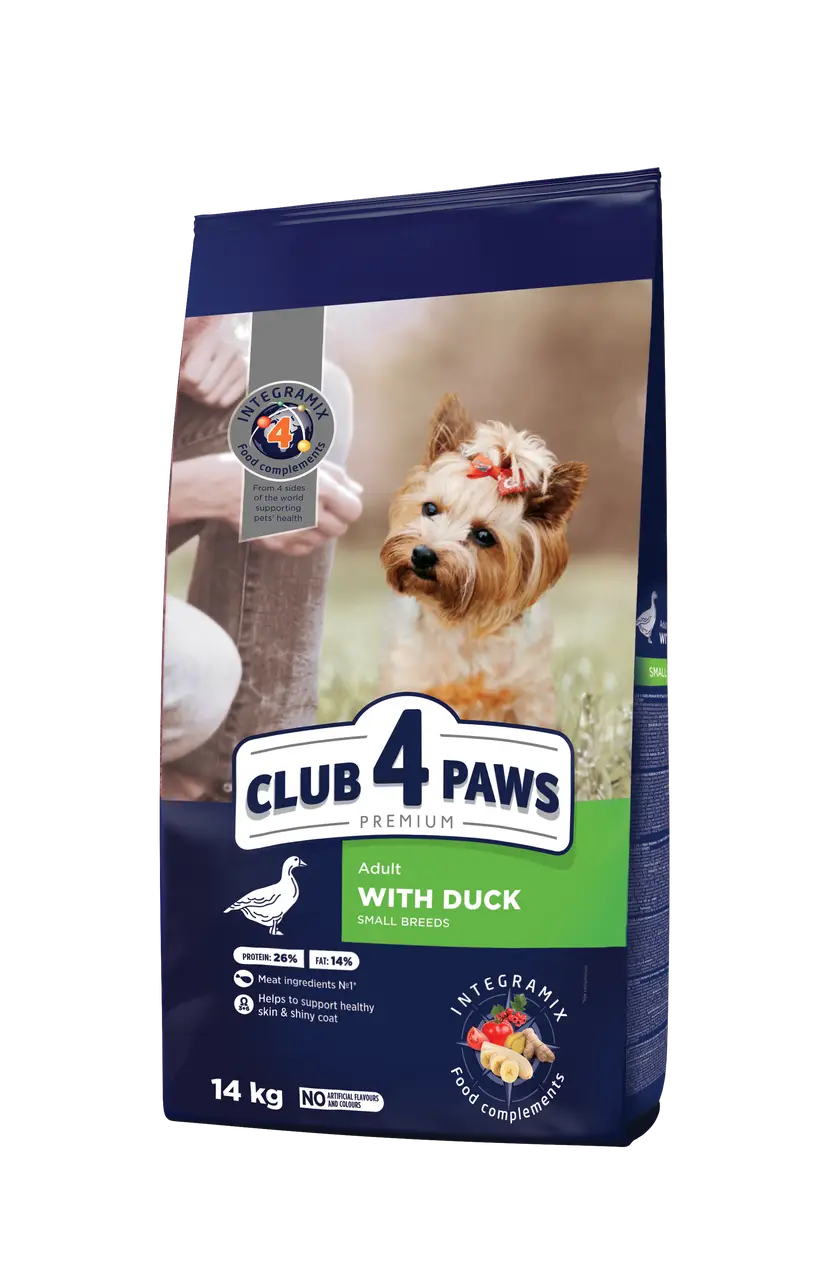 Клуб 4 Лапи Преміум корм для собак дрібних порід з качкою 14 кг1