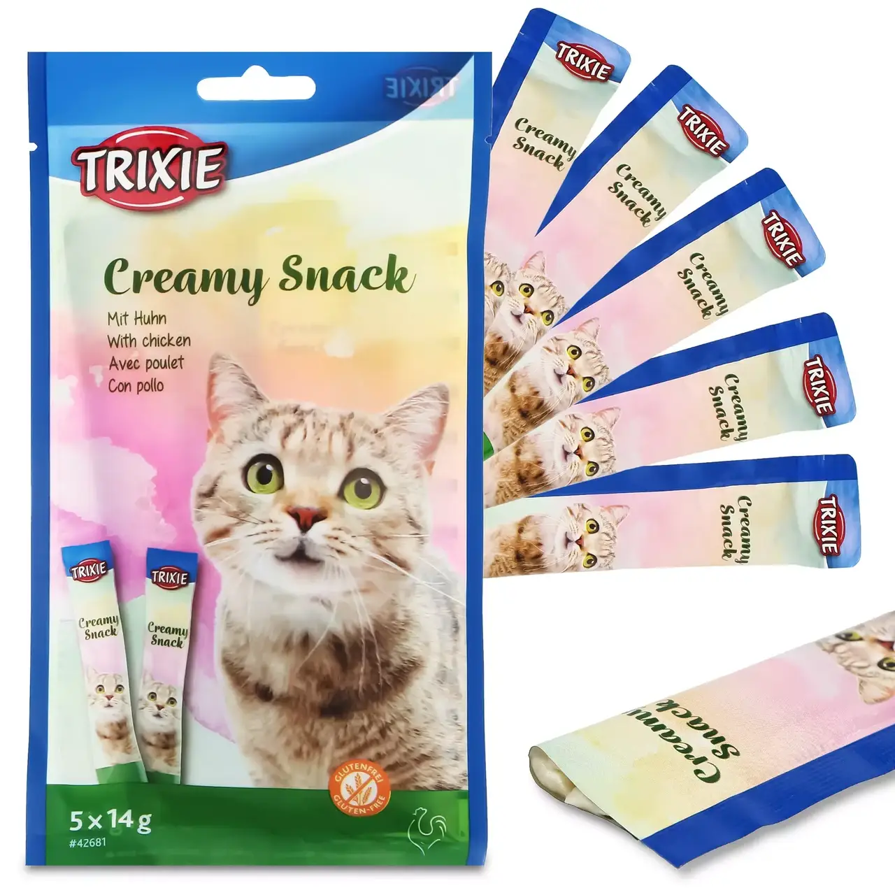 Trixie TX-42681 Creamy Snack рідкі ласощі для котів 5 × 14 г ( курка )1