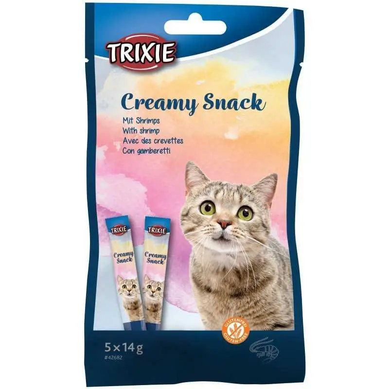 Trixie TX-42682 Creamy Snack рідкі ласощі для котів 5 × 14 г ( креветка )1