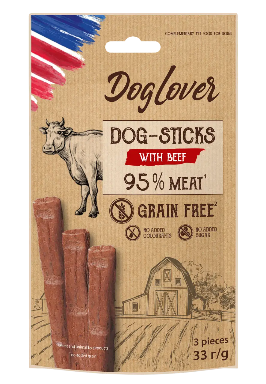 Dog Lover м'ясні палички для собак з яловичиною (3 шт)1