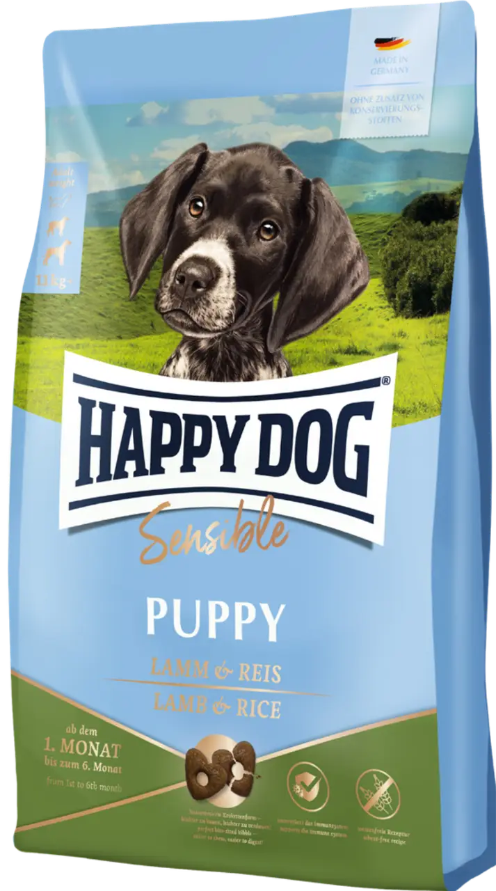Happy Dog Sensible Puppy Lamb & Rice 10кг корм для цуценят з 4 неділь до 6 місяців з ягням1