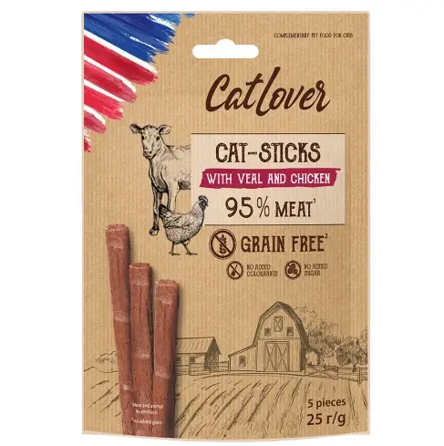 Cat Lover м'ясні палички для котів з телятиною та куркою (5 шт)1