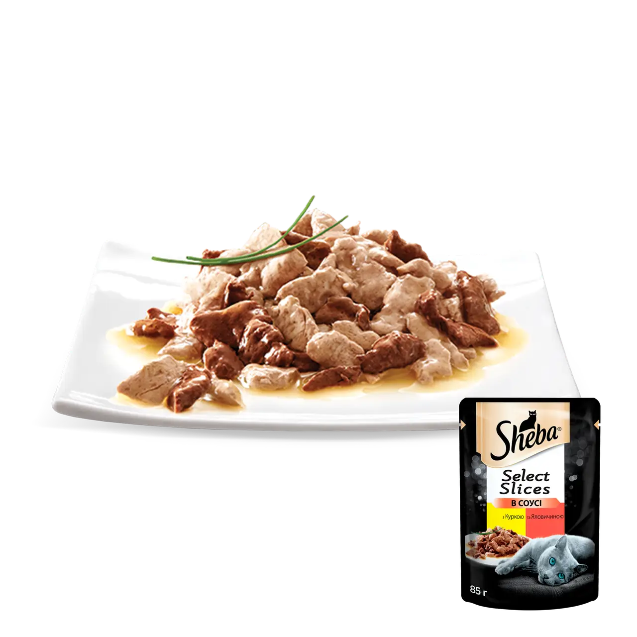 Sheba 85 гр * 28шт паучі для кішок (курка і яловичина в соусі)6