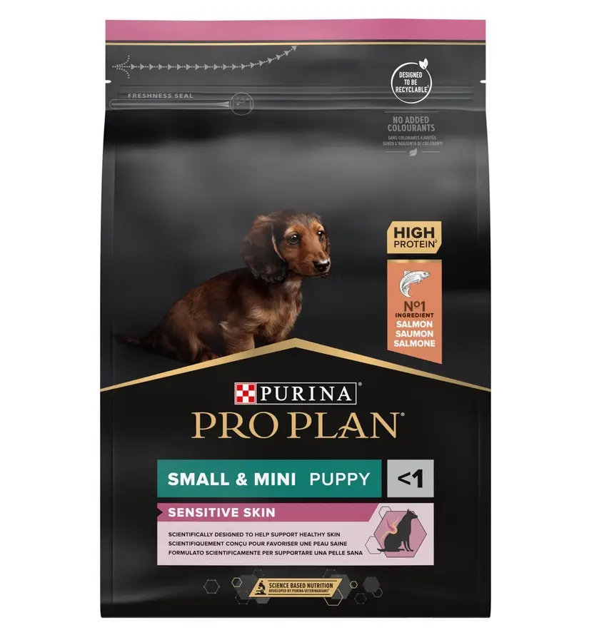 Purina Pro Plan корм для цуценят дрібних порід з чутливою шкірою з лососем 3 кг1