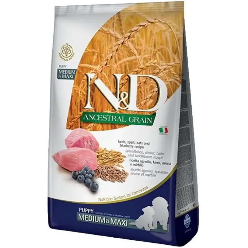 Farmina N&D Low Grain Dog Lamb&Blueberry Puppy корм для цуценят середніх та великих порід з ягням 2,5 кг1