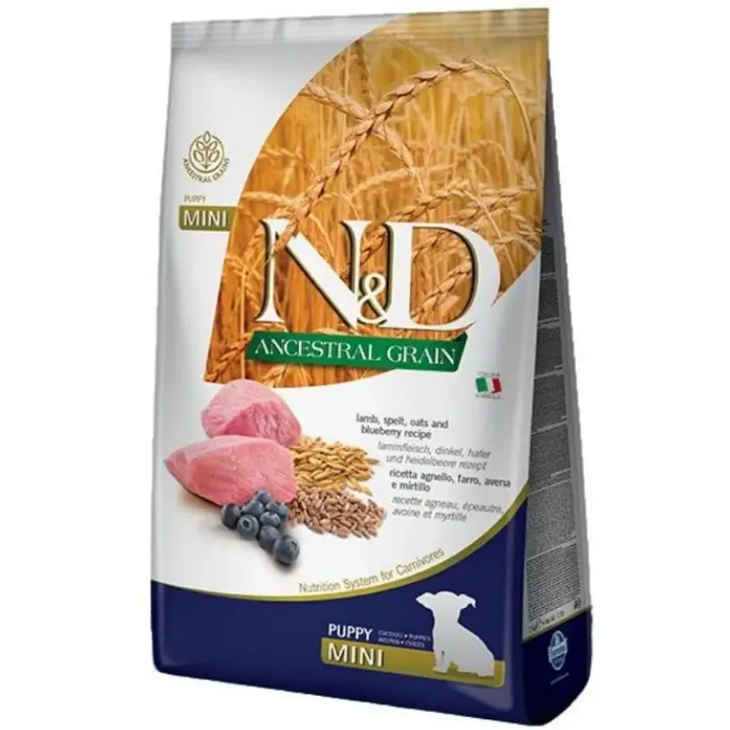 Farmina N&D Low Grain Dog Lamb&Blueberry Puppy Mini корм для цуценят дрібних порід з ягням 2,5 кг1