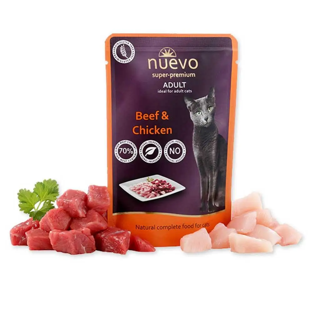 Nuevo Adult паучі для кішок 85 г*16 шт ( яловичина + курка)1
