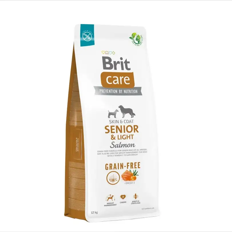 Brit Care Dog Grain-free Senior & Light 12кг беззерновий корм з лососем для старіючих собак1