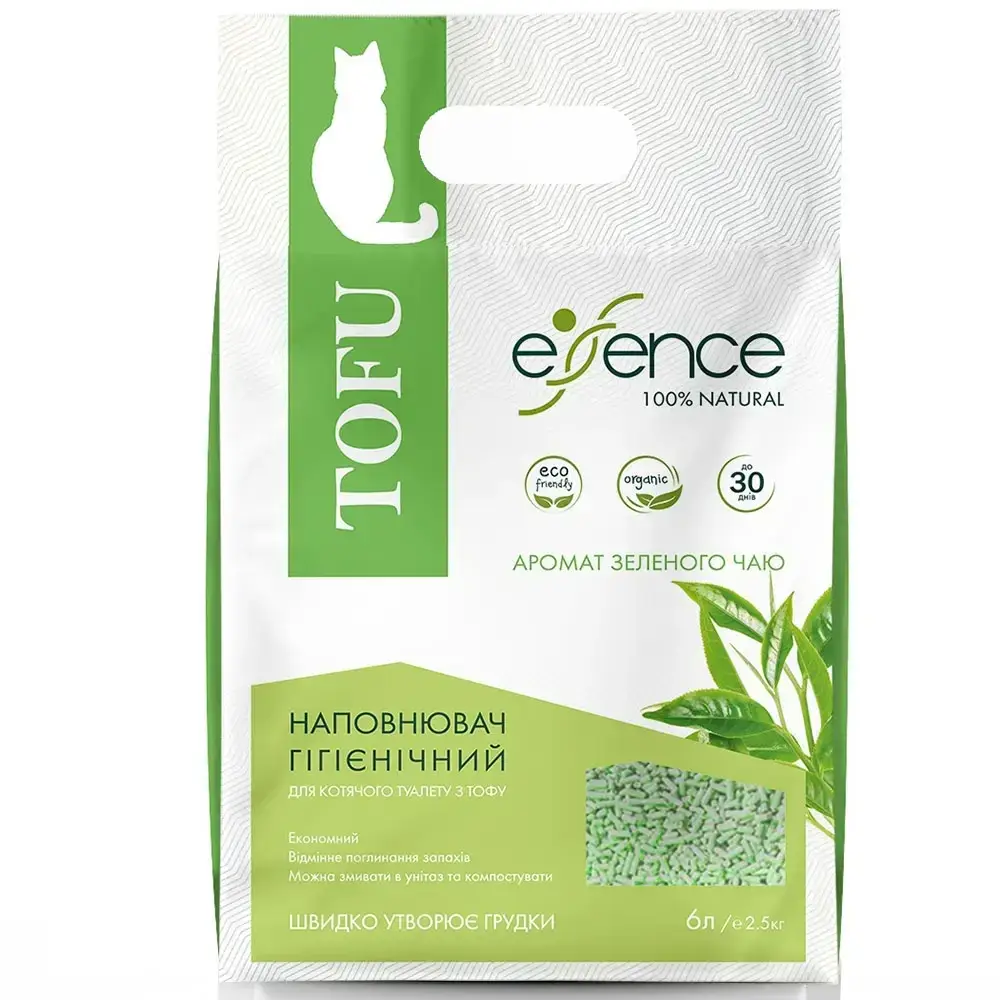 Essence Tofu наповнювач для котячого туалету 6 л (зелений чай)1
