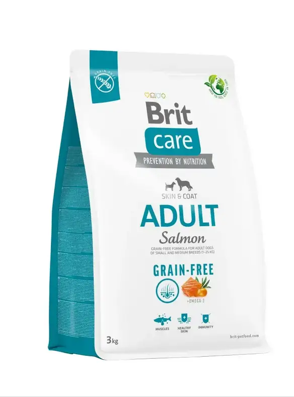 Brit Care Grain-free Adult 3 кг для собак дрібних і середніх порід (лосось)1