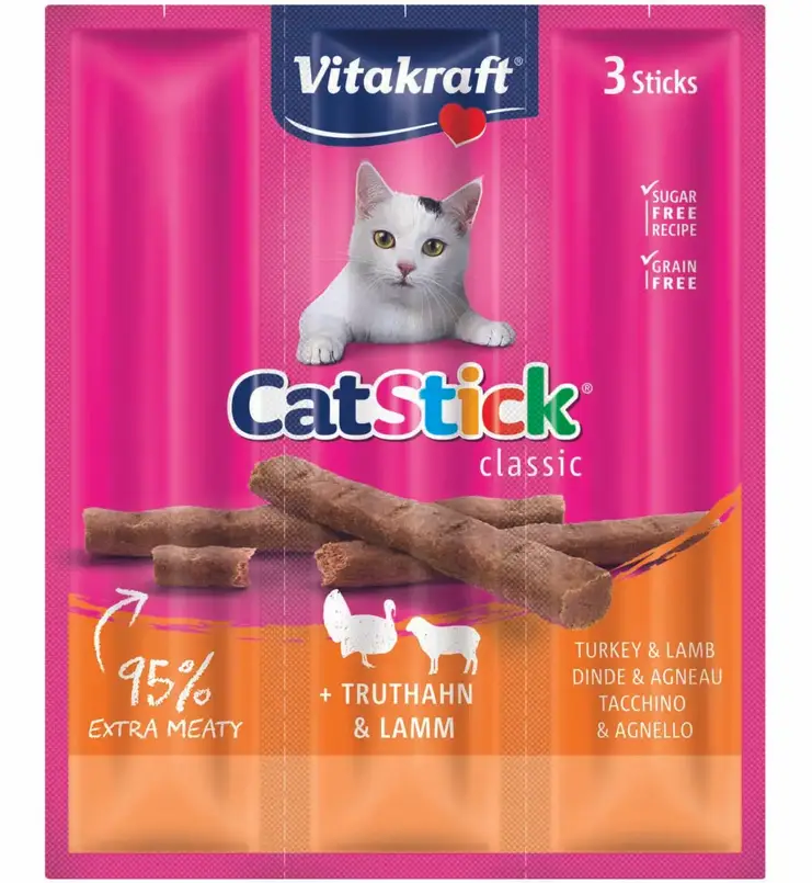 Vitakraft м'ясні палички з індичкою та ягням для котів (3шт)1