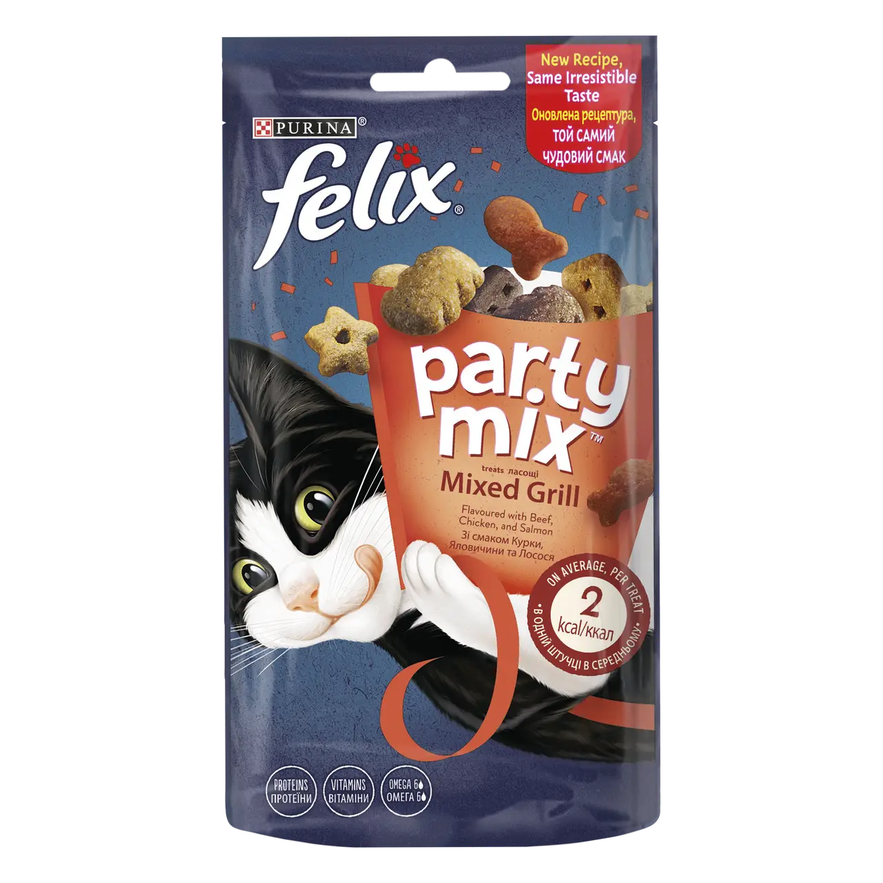 Felix Party Mix Grill мікс ласощів для кішок 60 г (курка, яловичина та лосось)1
