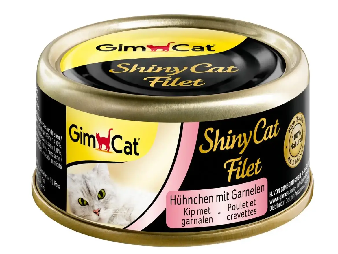 Gimpet Shiny Cat Filet 70г - консерви для кішок (курка і креветки)1