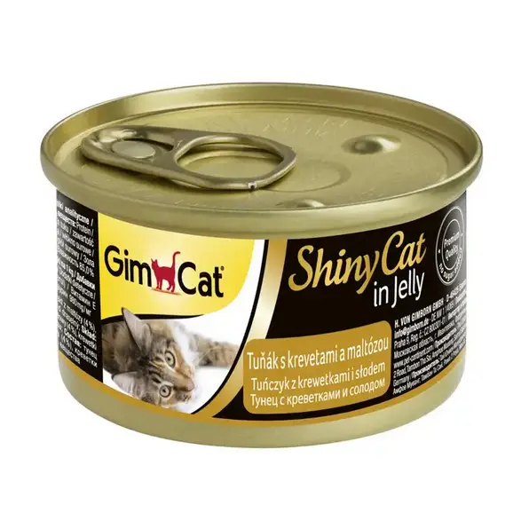 GimCat Shiny Cat консерви для кішок 70г (тунець, креветки і солод)1