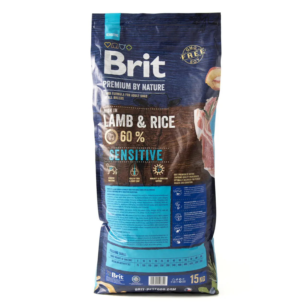 Brit Premium Lamb and Rise 15кг-корм для дорослих собак з ягням2
