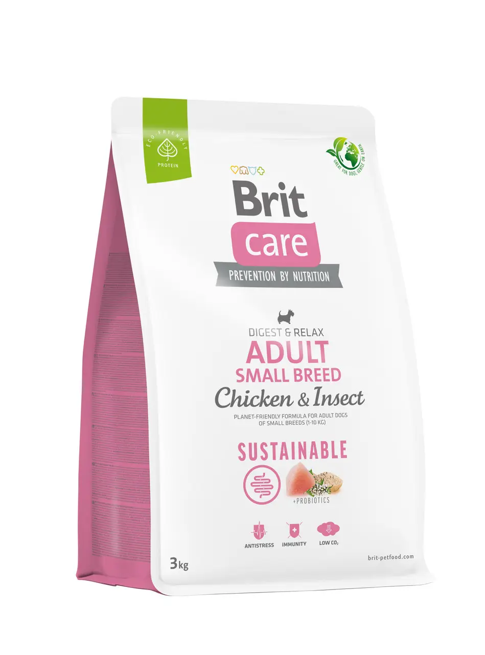 Brit Care Dog Sustainable Adult Small Breed 3 кг корм для собак дрібних порід (курка та комахи)1