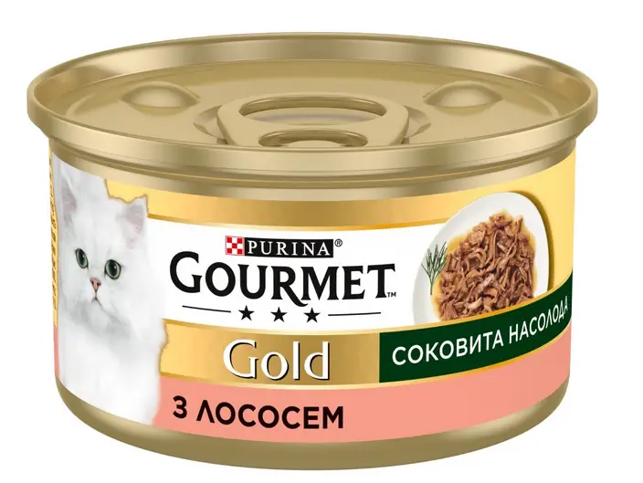 Gourmet Gold Соковита насолода с лососем консерва для кошек 85г1