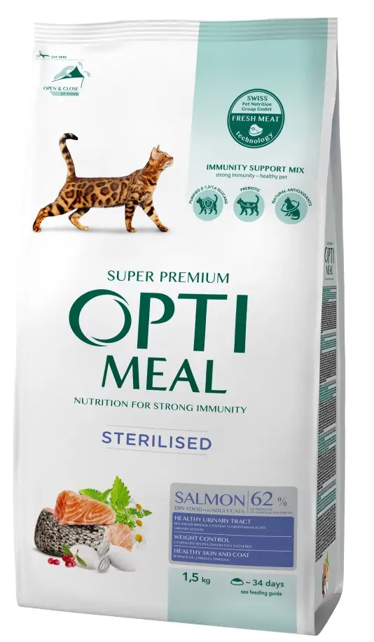 Optimeal Cat Sterilized Salmon корм для стерилізованих кішок 1,5 кг (лосось)1