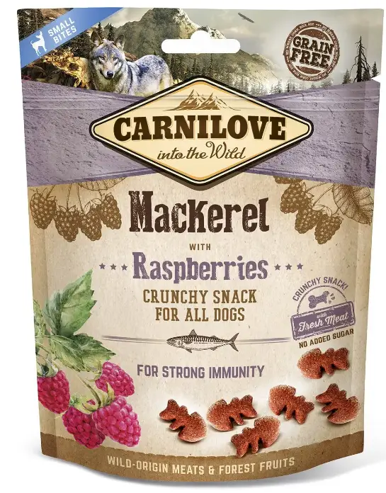 Carnilove Mackerel with Raspberries 200 г - беззернові хрусткі ласощі для собак (для імунітету)1