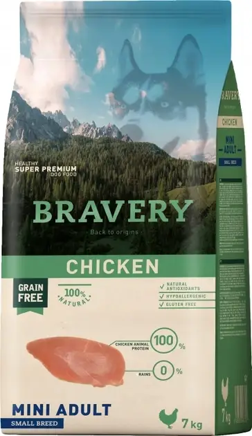 Bravery Adult Mini Chicken 400г беззерновий корм для собак ( курка)1