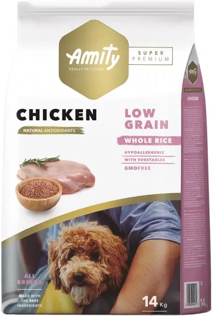 Amity Super Premium Chicken корм для собак 14 кг (курка та рис)1
