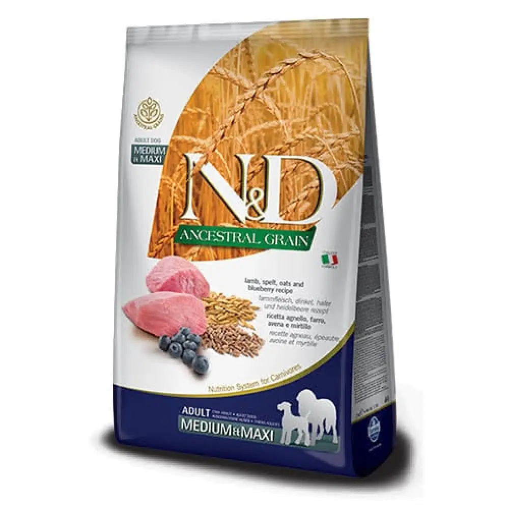 Farmina N&D низькозерновий корм для собак середніх і великих порід 12 кг (ягня з чорницею)1