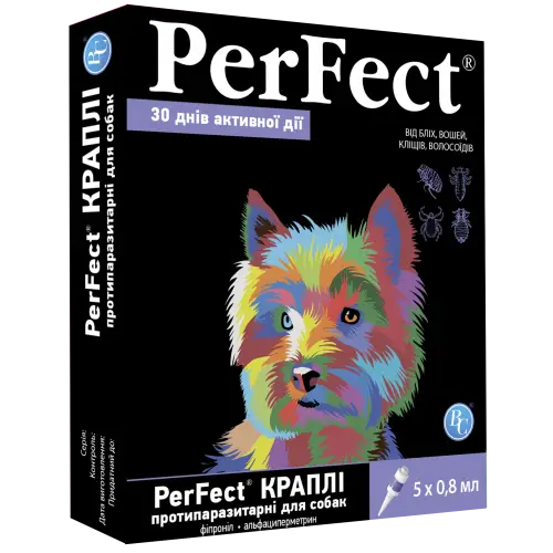Перфект (Perfect) краплі для собак малих порід протипаразитарні (5 піпеток)1