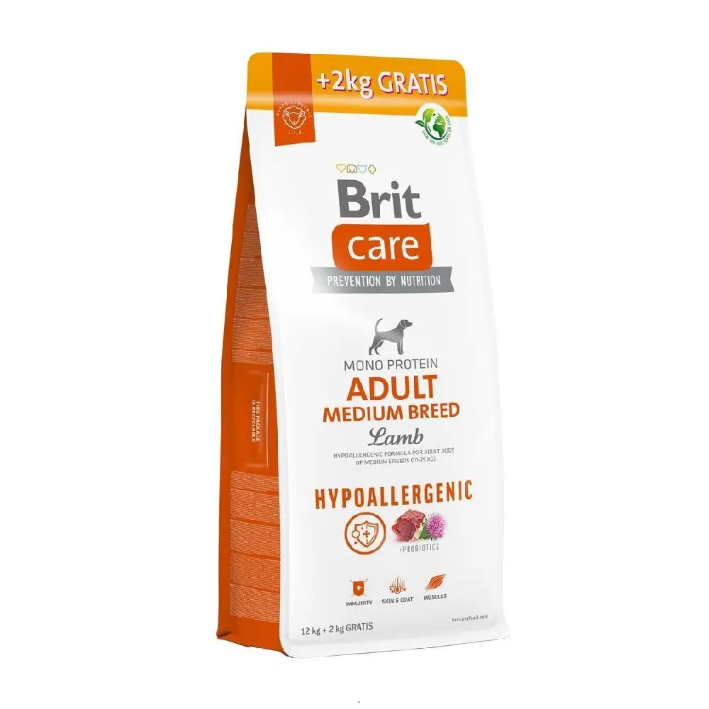 Brit Care Hypoallergenic Adult Medium Breed Lamb & Rice 14кг для средних пород с ягненком1