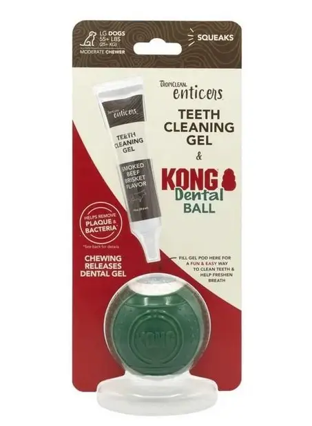TropiClean Teeth Cleaninig Gel & Kong Dental Ball набір д...
