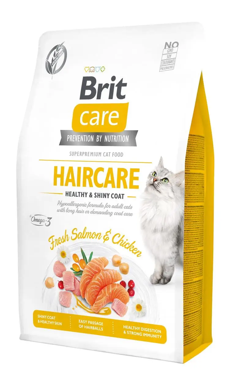 Brit Care Cat GF Haircare Healthy & Shiny Coat, 2кг (здоров'я шкіри і шерсті)1