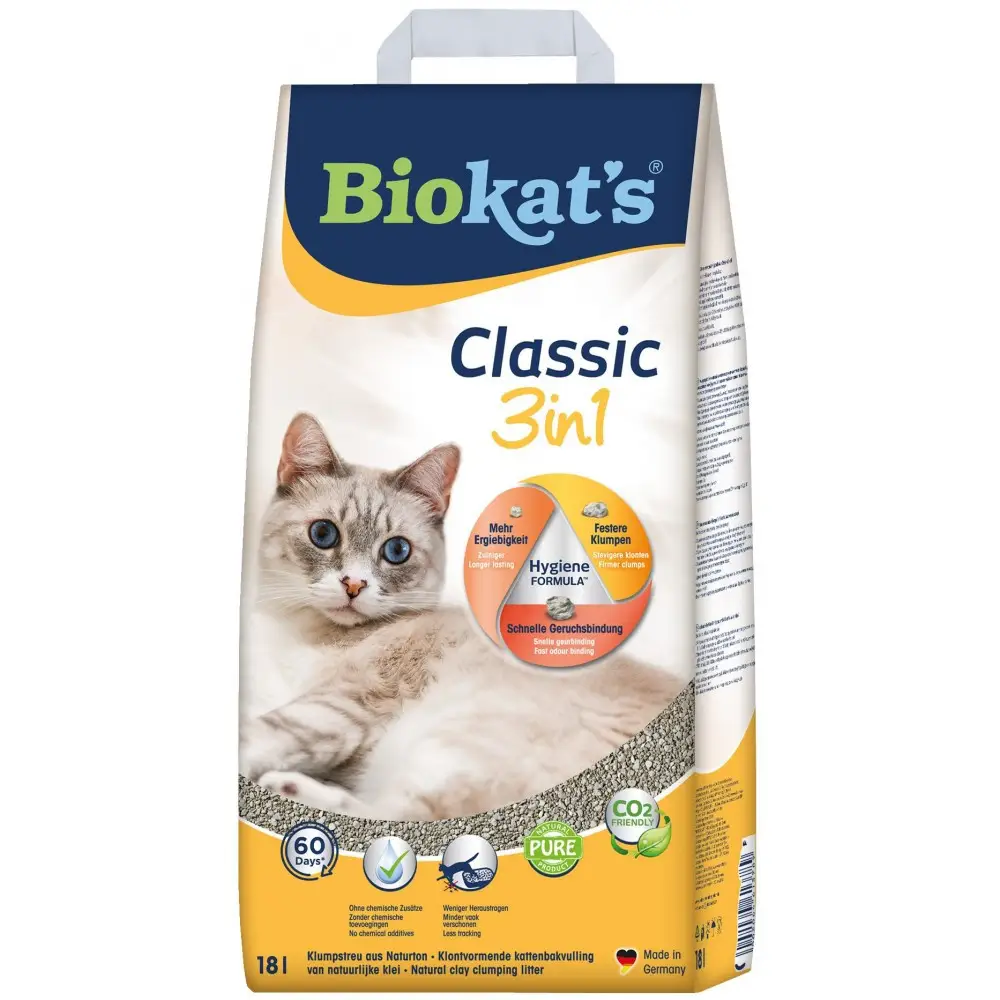 Biokat's Classic 3in1 18 л - наповнювач з глини1
