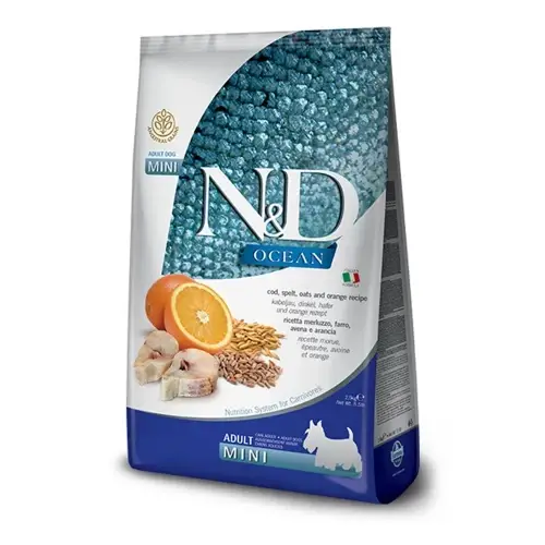 Farmina N&D Ocean низькозерновий корм для собак дрібних порід 7 кг (тріска і апельсин)1