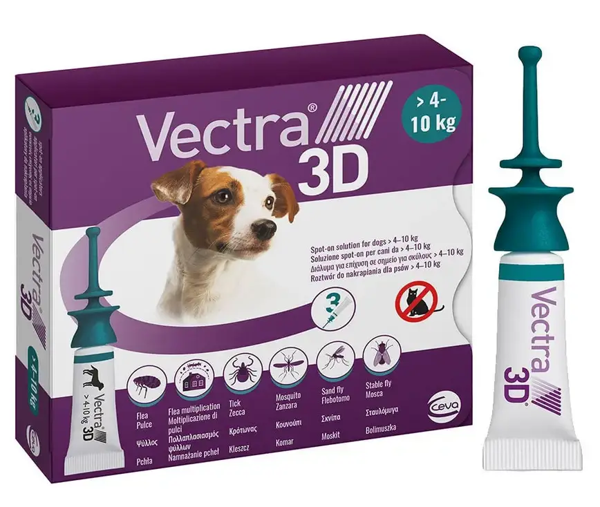 Вектра 3D - краплі інсектоакарицидні для собак вагою 4 - 10 кг (1піпетка)1