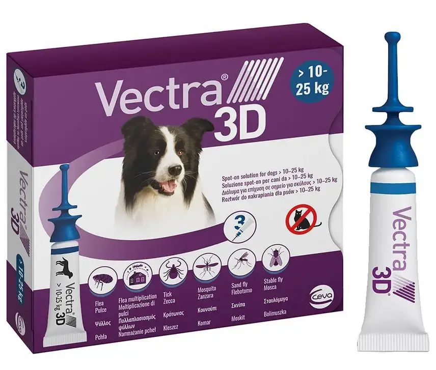 Вектра 3D - краплі інсектоакарицидні для собак вагою 10 - 25 кг (1піпетка)1
