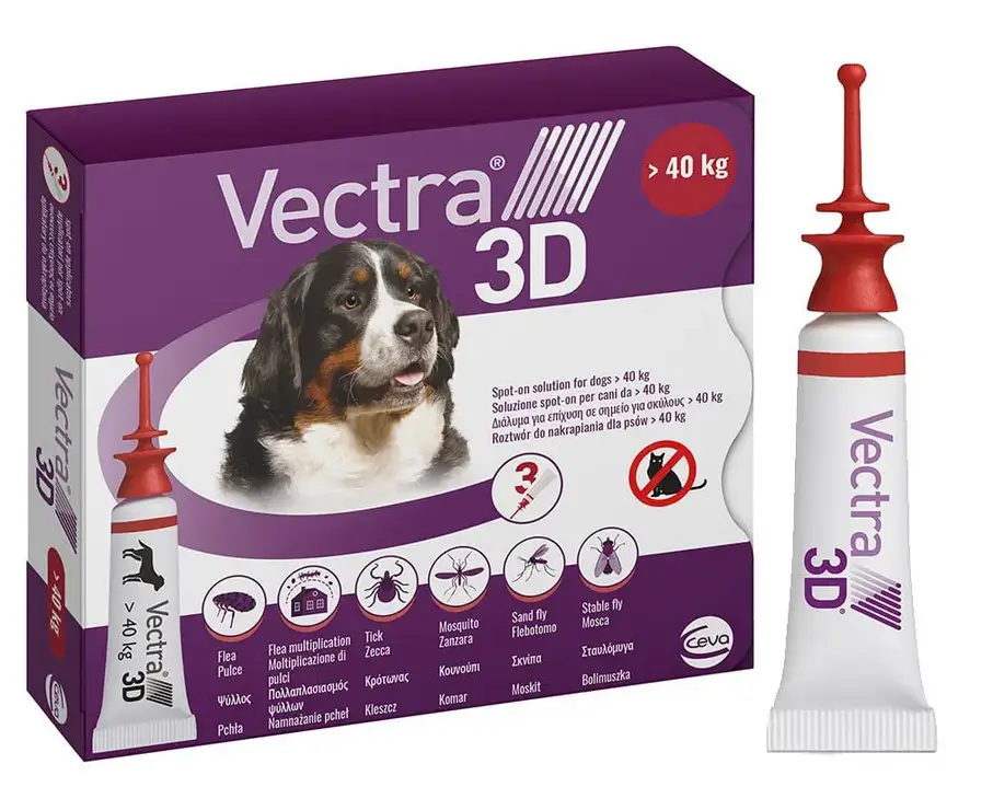 Вектра 3D - краплі інсектоакарицидні для собак вагою 40 - 65 кг (1піпетка)1