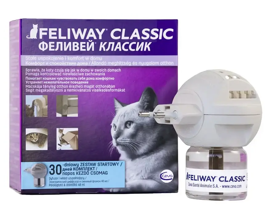 Ceva Feliway Classic заспокійливий засіб для кішок під час стресу, дифузор+змінний блок, 48 мл1