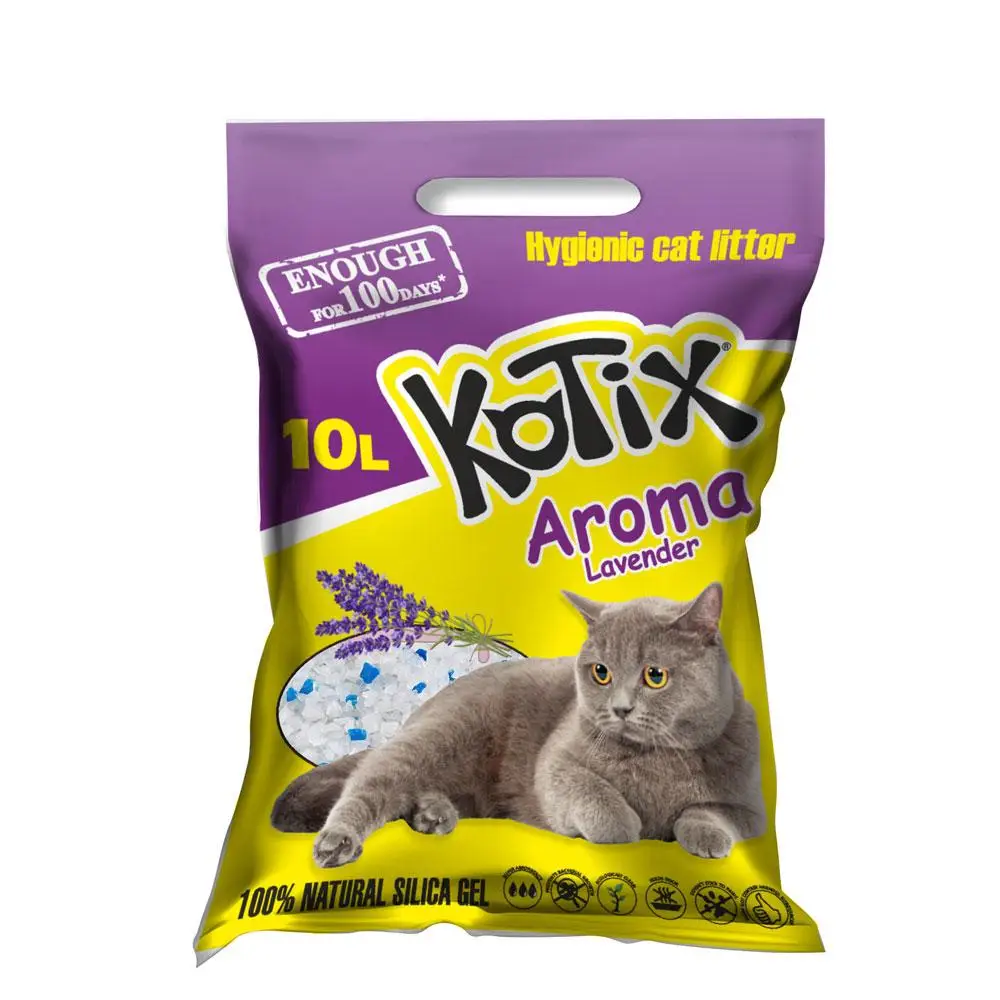 Силикагель Kotix 10л для кошачьего туалета (Лаванда)1