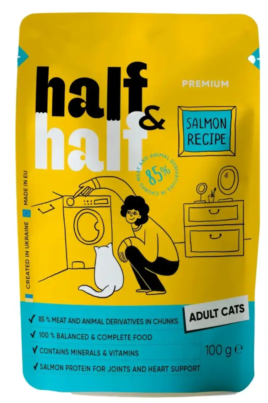 Half&Half pouch 100 г *22 шт для кошек (лосось)...