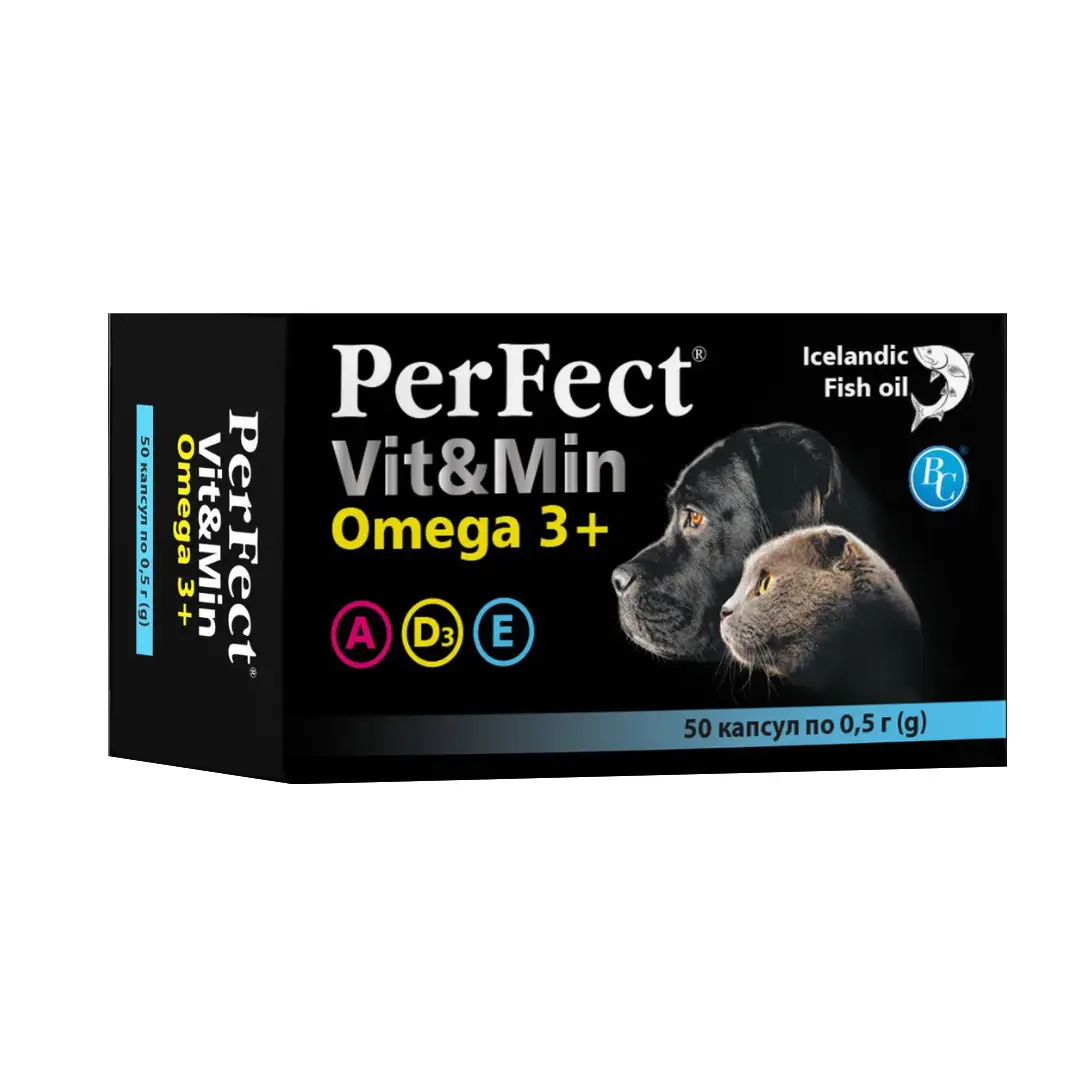Perfect Vit&Min Omega 3+ капсулы по 0,5г для собак и кото...