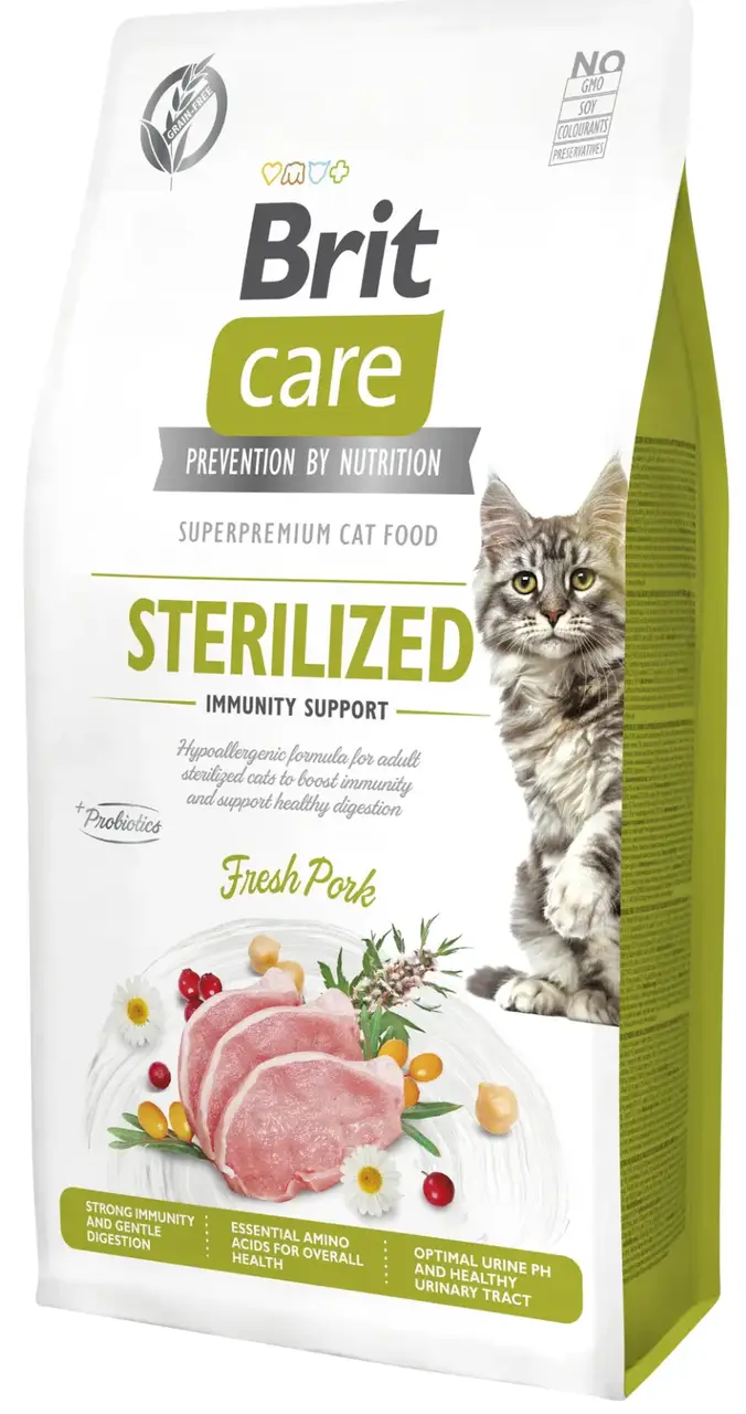 Brit Care Grain Free Sterilized Immunity Support 2 кг корм для кошек (свинина)1