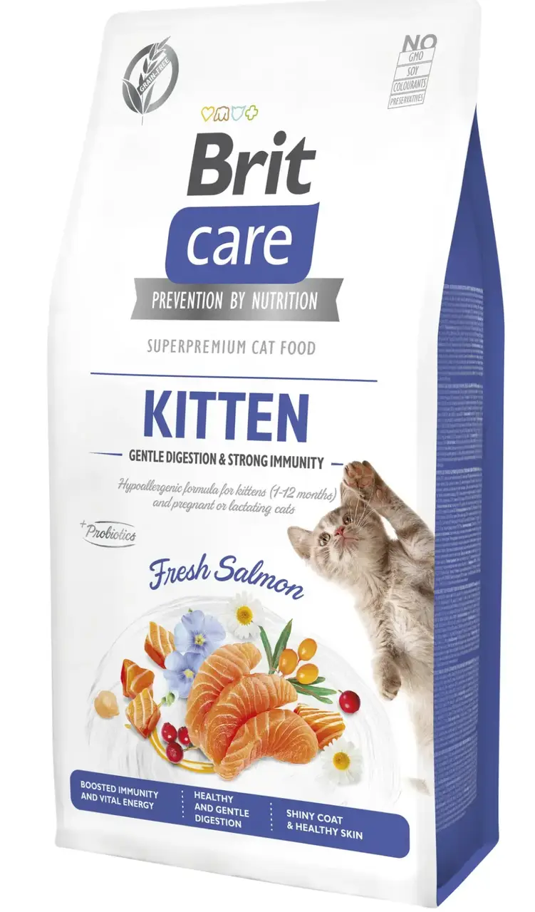 Brit Care Cat GF Kitten корм для котят 0,5 кг на вагу (лосось)1