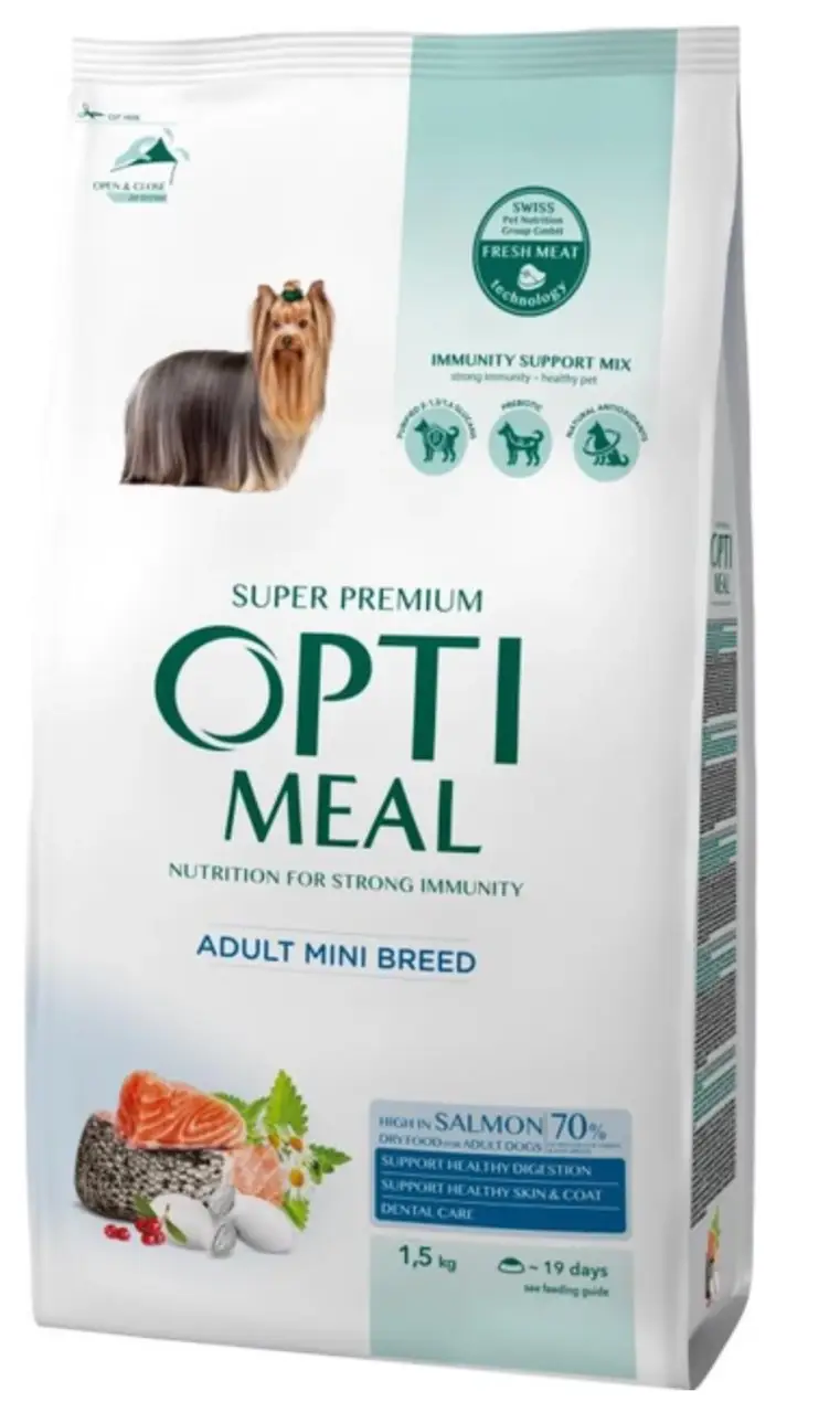 Optimeal Adult Dog Mini Salmon 1,5кг - корм для собак мелких пород с лососем1
